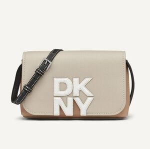 DKNY Beige and White Crossbody Bag